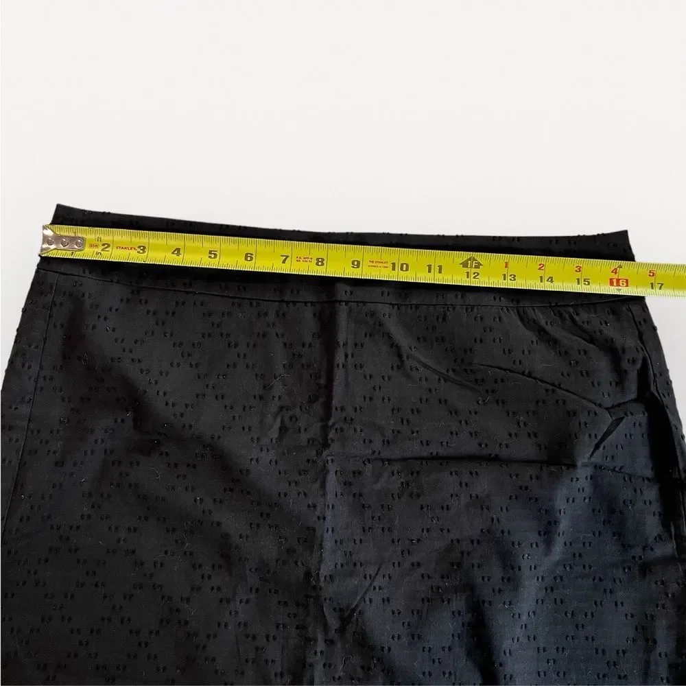 Loft Mini Skirt Skirt Polka Dot Texture Womens Sz. 6 Petite Black Zip Preppy - Picture 6 of 7